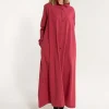 Danapril LS Searsucker Dress Dark Bordeaux/Power Pink