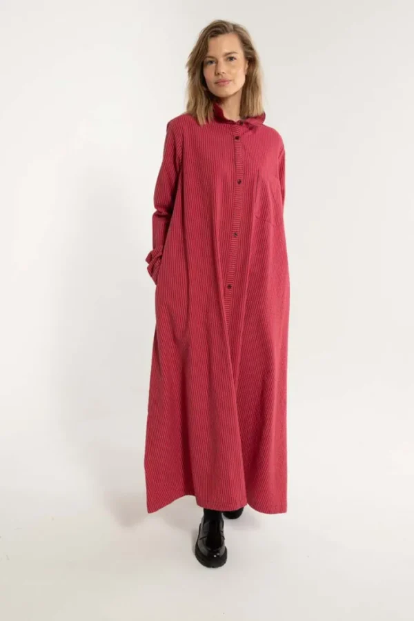 Danapril LS Searsucker Dress Dark Bordeaux/Power Pink