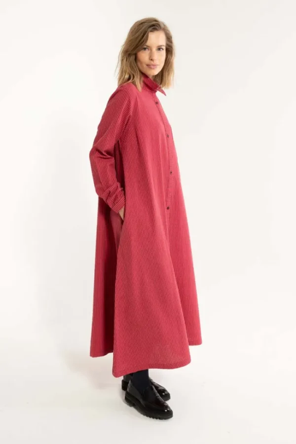 Danapril LS Searsucker Dress Dark Bordeaux/Power Pink