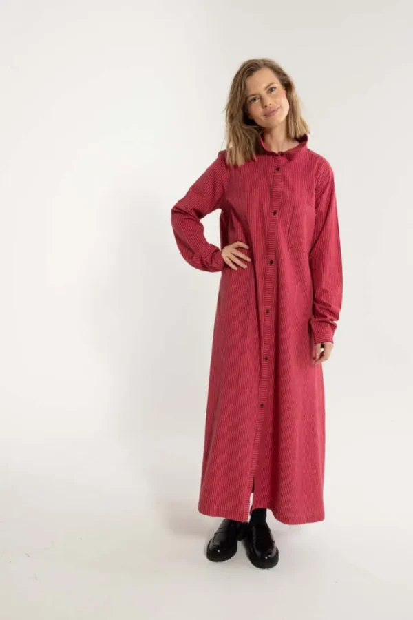 Danapril LS Searsucker Dress Dark Bordeaux/Power Pink