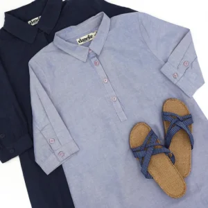 Danapril SS Chambrey Dress - Denim blue