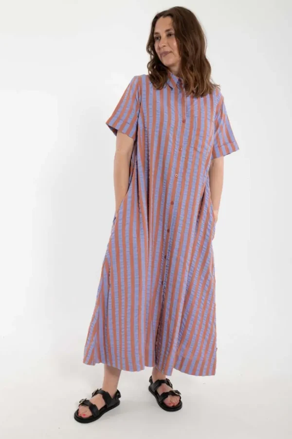 Danapril SS Seersucker Dress Light Rust/Lilla