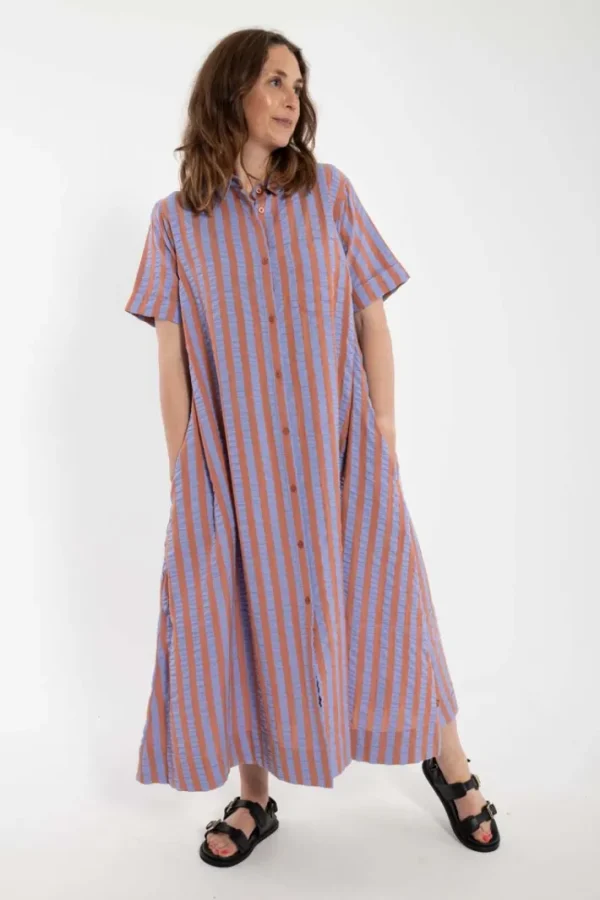 Danapril SS Seersucker Dress Light Rust/Lilla