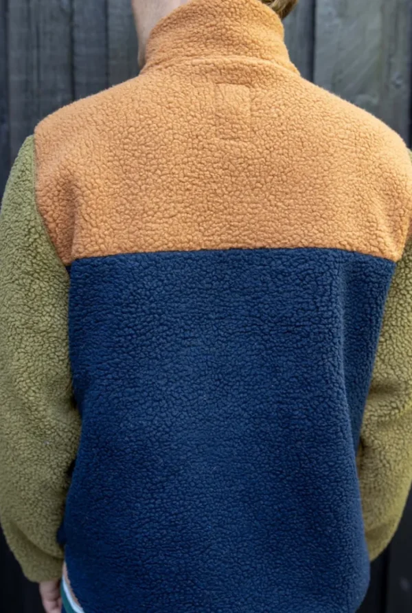 Danask Fleece Zip-Up - Khaki/Navy/Tobacco