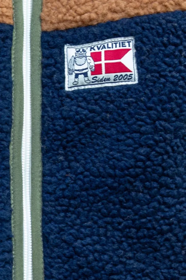 Danask Fleece Zip-Up - Khaki/Navy/Tobacco