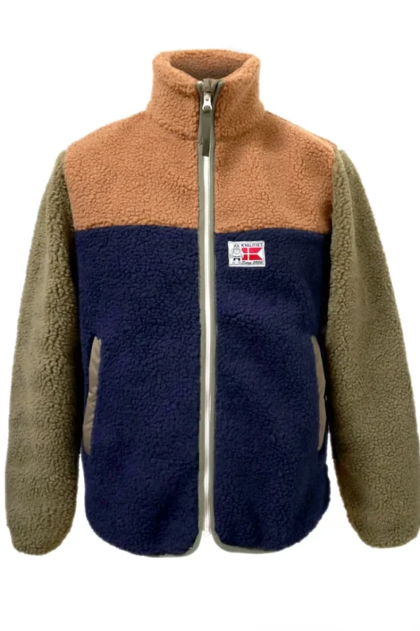 Danask Fleece Zip-Up - Khaki/Navy/Tobacco