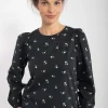 Danebette Poplin Shirt Black MINIFLOWER
