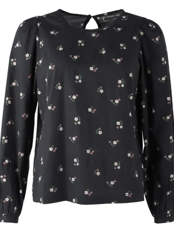 Danebette Poplin Shirt Black MINIFLOWER