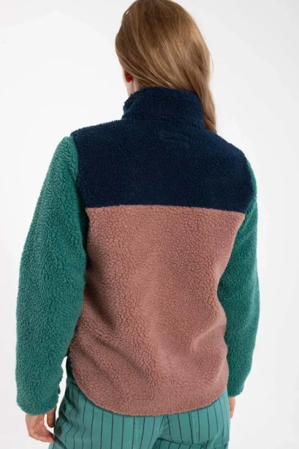 Danebirk Fleece Zip-Up Dk Navy/Light Slate/Dk Rose