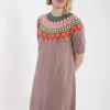 Daneblomme Cotton Knit Sweater Dress Rose Beige