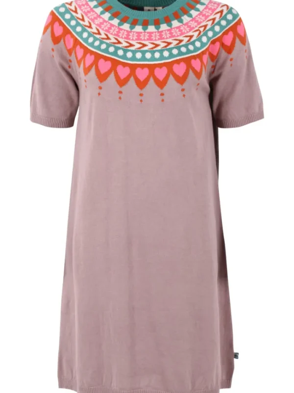 Daneblomme Cotton Knit Sweater Dress Rose Beige