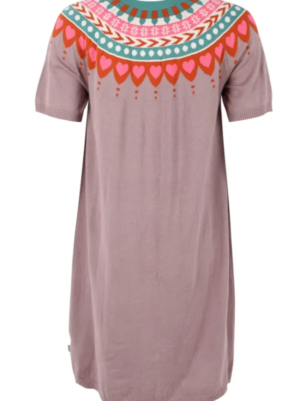 Daneblomme Cotton Knit Sweater Dress Rose Beige