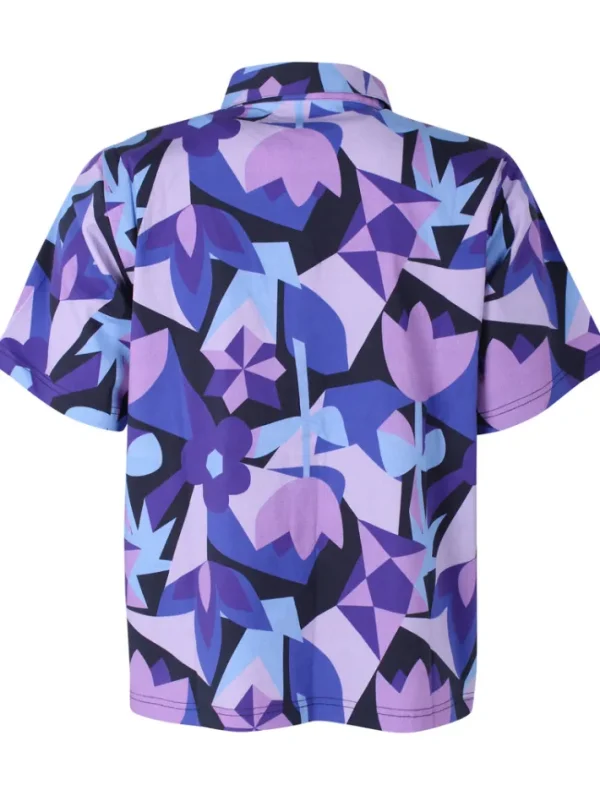 Daneblomme Poplin Stretch SS Shirt Dk Navy GEOFLEUR