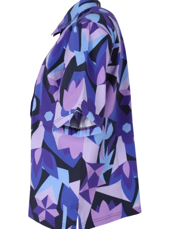 Daneblomme Poplin Stretch SS Shirt Dk Navy GEOFLEUR