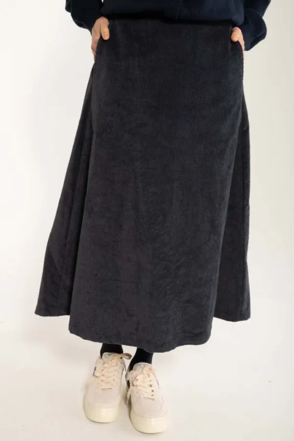 Danebrava Cord Stretch Skirt Dark Navy
