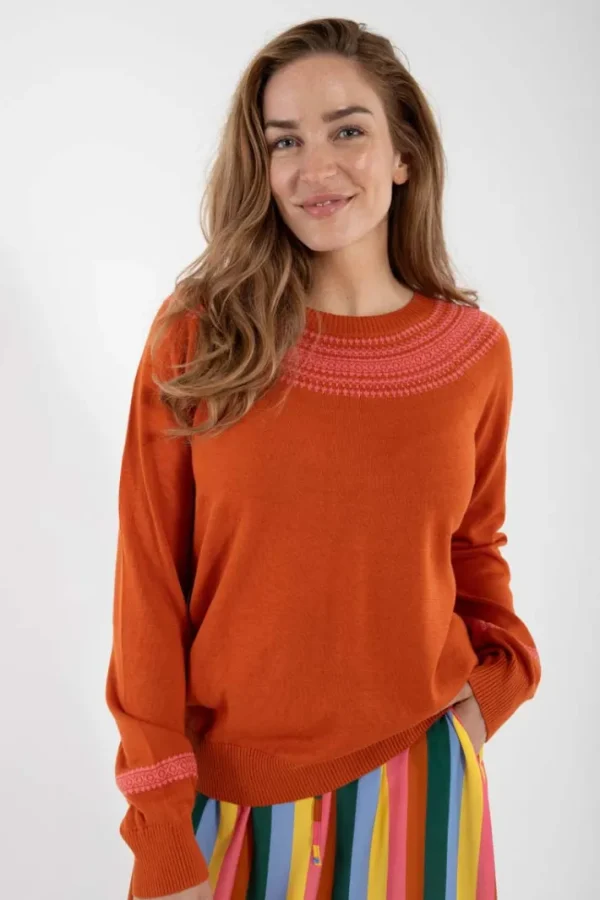 Danebright Light Cotton Knit Sweater Light Rust/Bright Pink