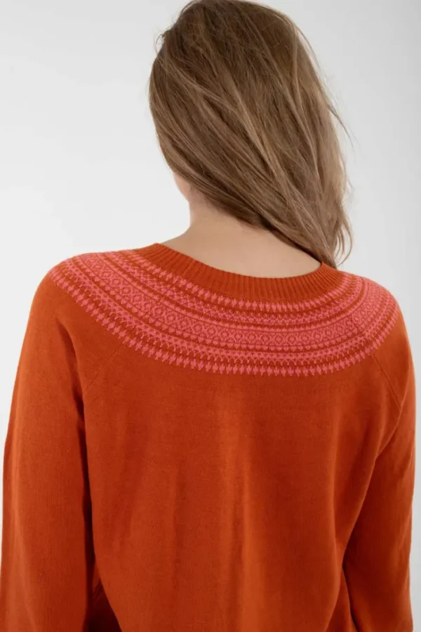 Danebright Light Cotton Knit Sweater Light Rust/Bright Pink
