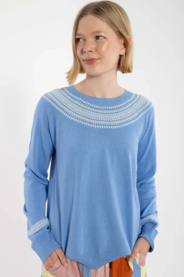 Danebright Light Cotton Knit Sweater Waterblue/Chalk