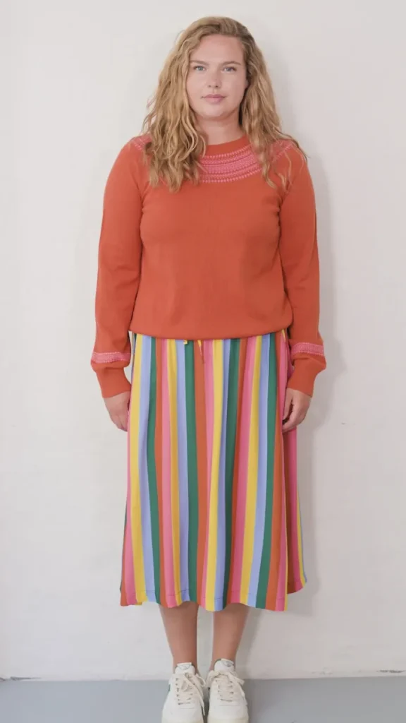 Danebright Light Cotton Knit Sweater Light Rust/Bright Pink