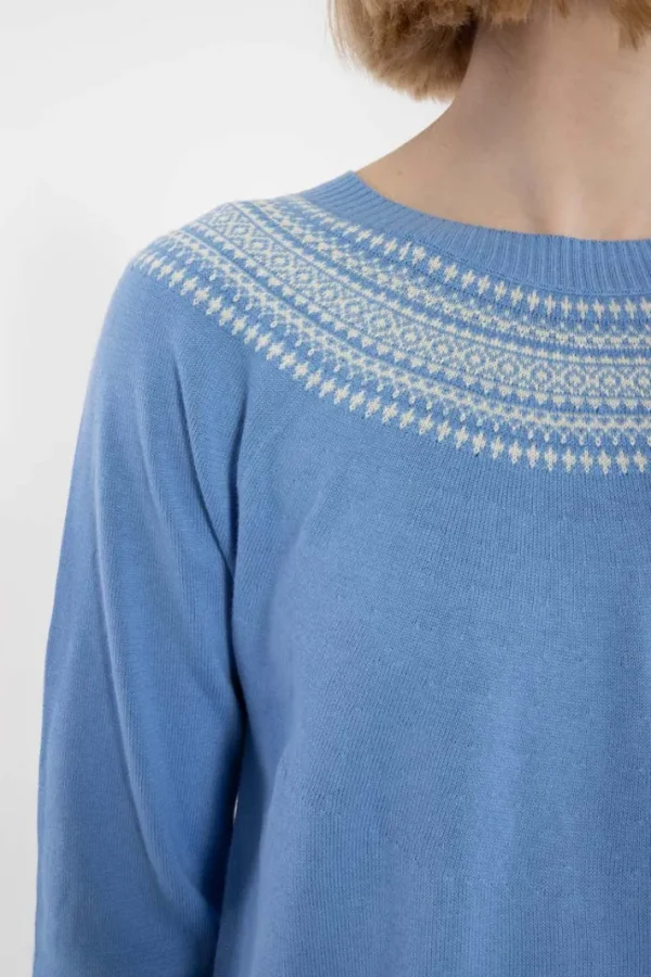 Danebright Light Cotton Knit Sweater Waterblue/Chalk