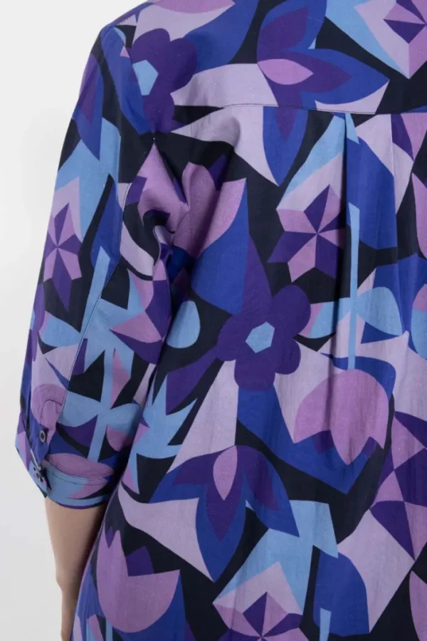 Danecarnation Poplin Stretch Dress Dk Navy GEOFLEUR