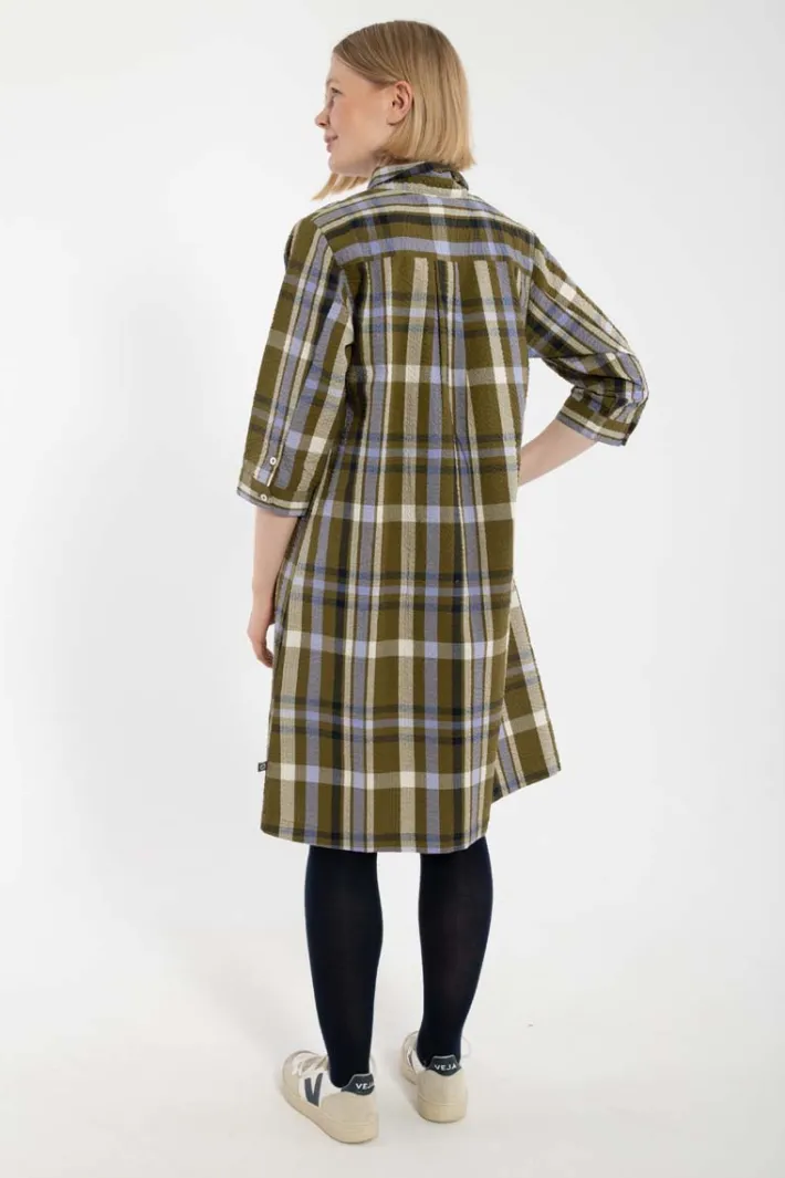 danecarnation_searsucker__1.webp Danecarnation Searsucker Dress Olive WOVENCHECK