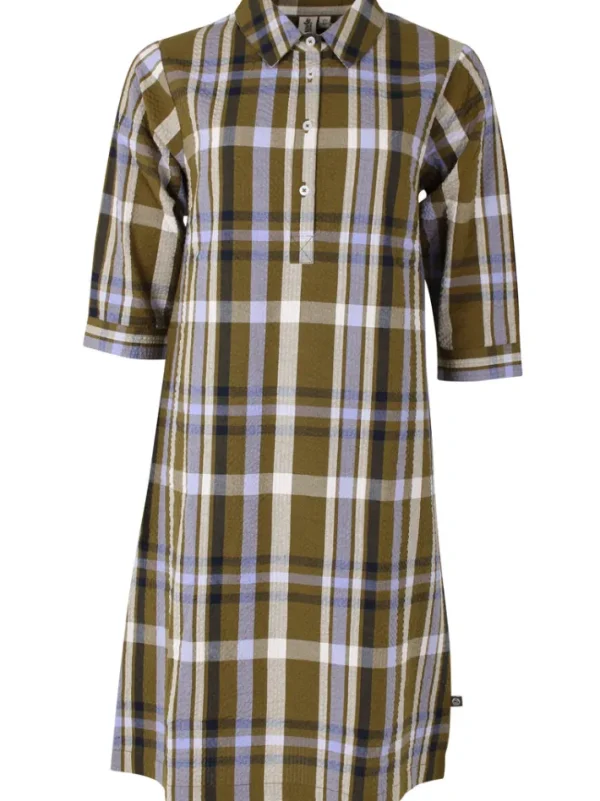 Danecarnation Searsucker Dress Olive WOVENCHECK