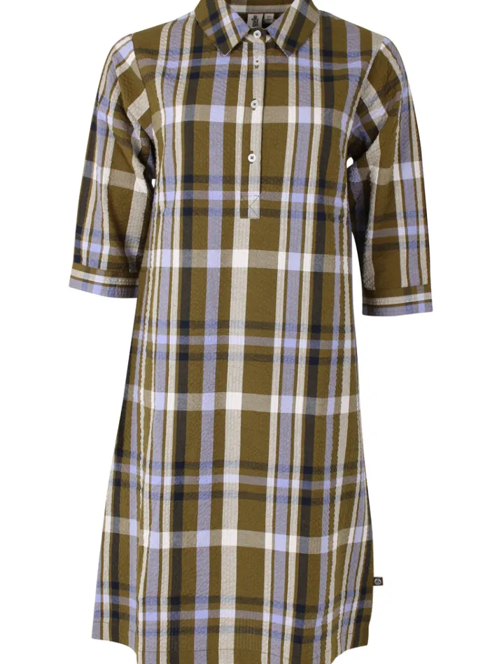 danecarnation_searsucker__4.webp Danecarnation Searsucker Dress Olive WOVENCHECK