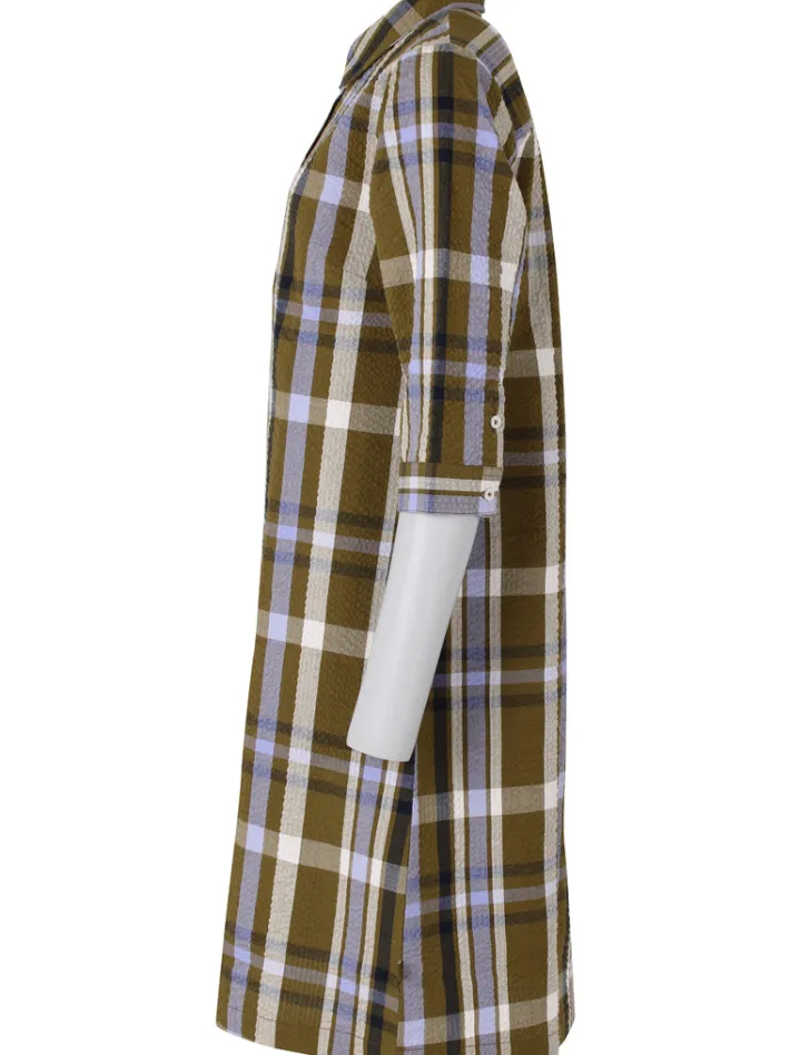 danecarnation_searsucker__5.webp Danecarnation Searsucker Dress Olive WOVENCHECK