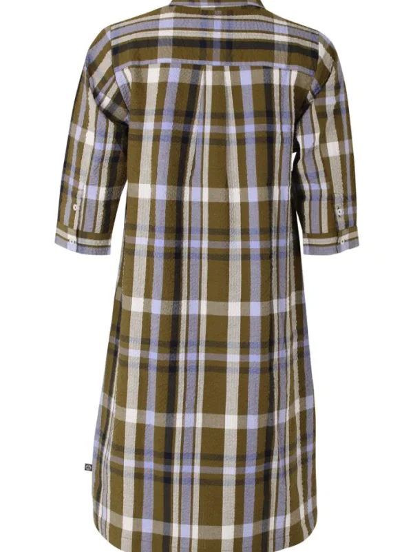Danecarnation Searsucker Dress Olive WOVENCHECK
