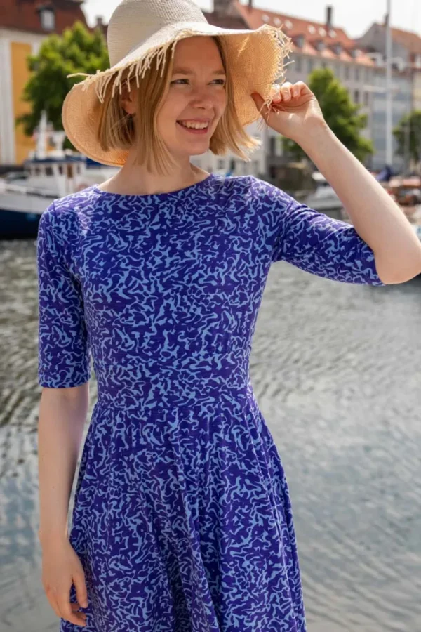 Danecharlotte Slub Dress Waterblue RIPPLES