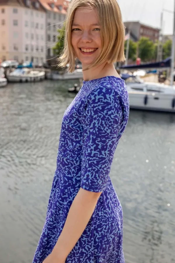 Danecharlotte Slub Dress Waterblue RIPPLES