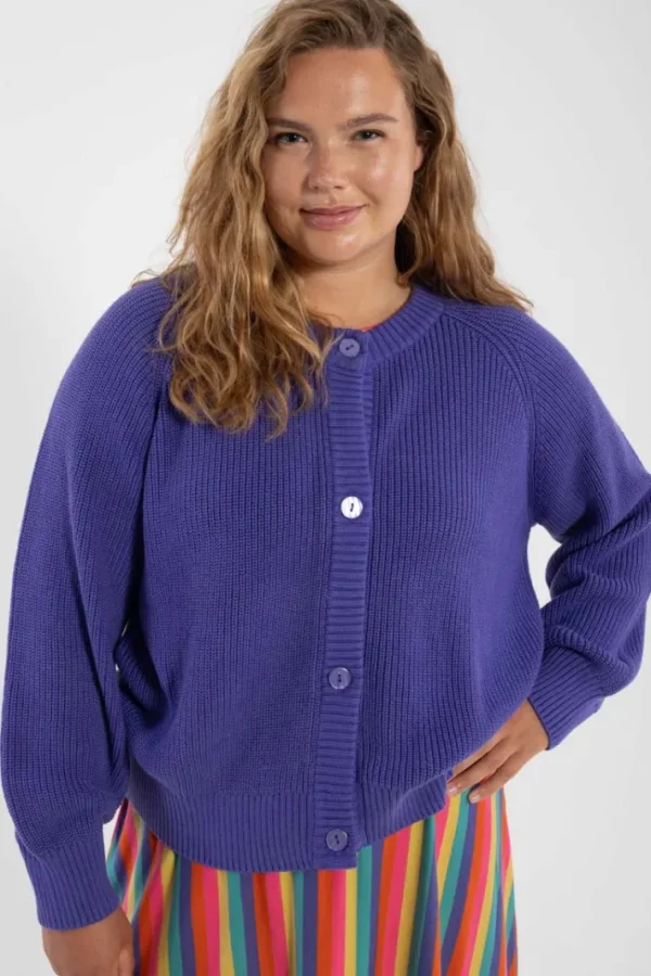 Danechunk Rib Cardigan Cold Purple