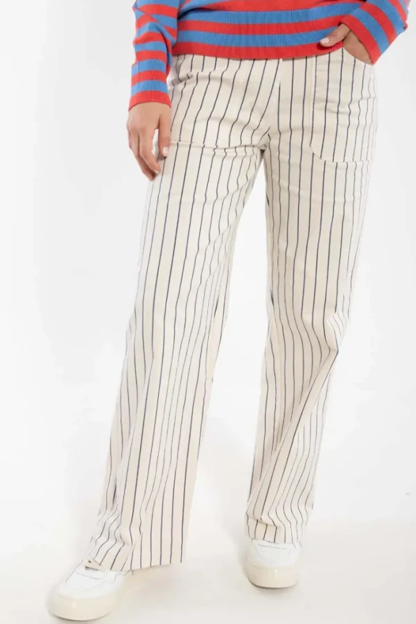 Danedaisy Stretch Canvas Pants Chalk/Dk Navy