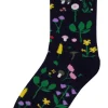 Danedanmark Ladies Socks Navy BOTANICAL