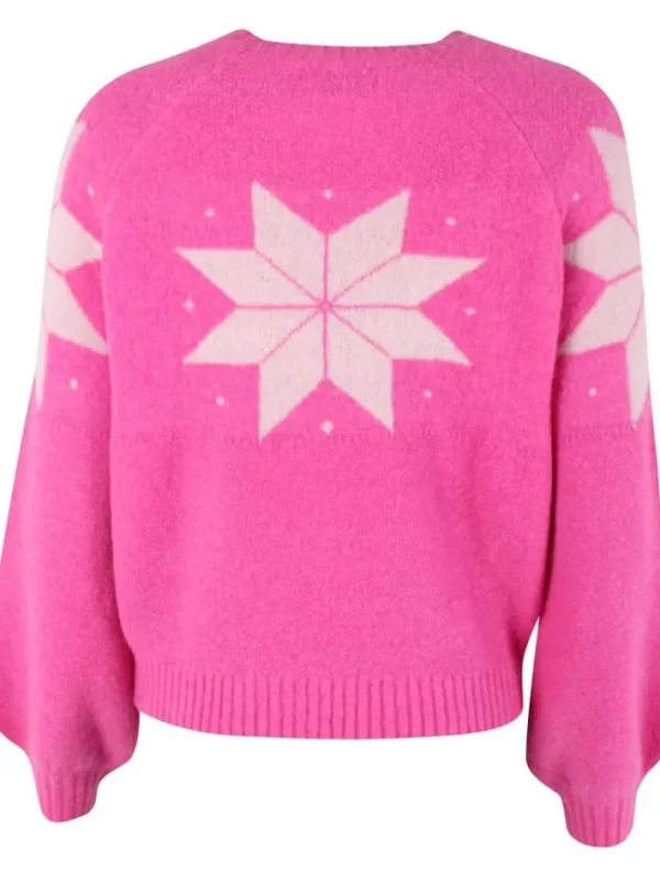 Danefantastic Flakes Light Wool Sweater Neon Pink/Rose Beige