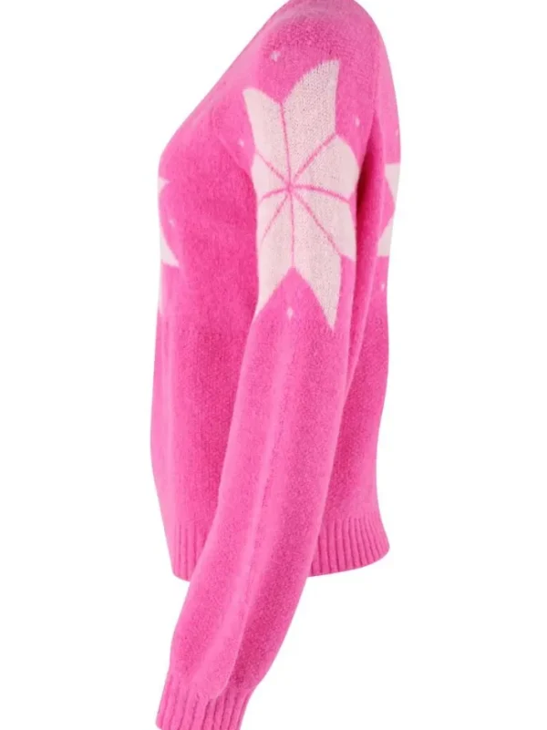 Danefantastic Flakes Light Wool Sweater Neon Pink/Rose Beige