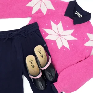 Danefantastic Flakes Light Wool Sweater Neon Pink/Rose Beige