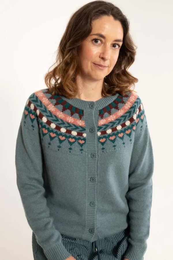 Danefondue Wool Cardigan Blue Grey