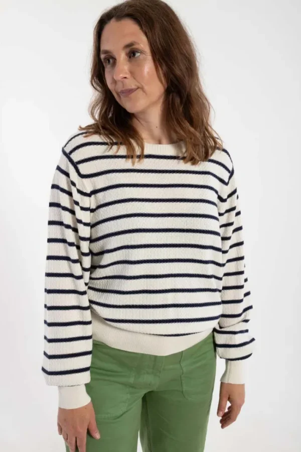 Danefox Cotton Knit Sweater Chalk/Dk Navy