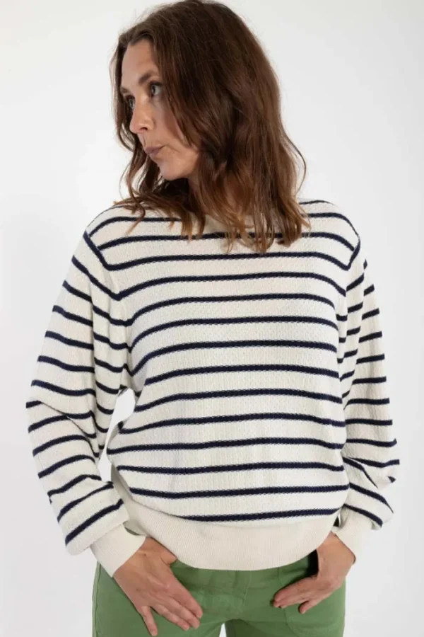 Danefox Cotton Knit Sweater Chalk/Dk Navy