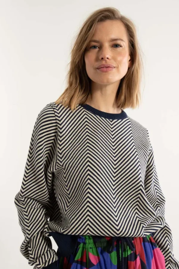 Danefox Cotton Sweater Light Beige/Dark Navy