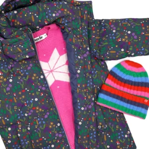 Daneget Down Winter Coat AOP Grey Marine BOTANICAL