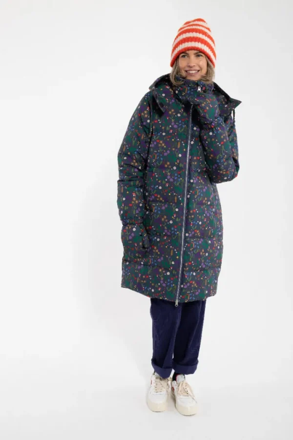 Daneget Down Winter Coat AOP Grey Marine BOTANICAL
