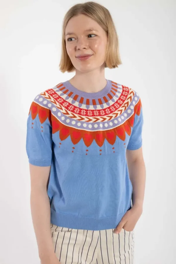 Danehope Cotton Knit Sweater Tee Waterblue