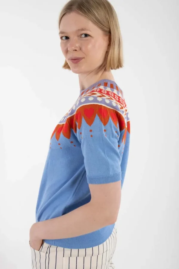 Danehope Cotton Knit Sweater Tee Waterblue