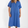 Danehostess Modal Linnen Dress Cold Blue