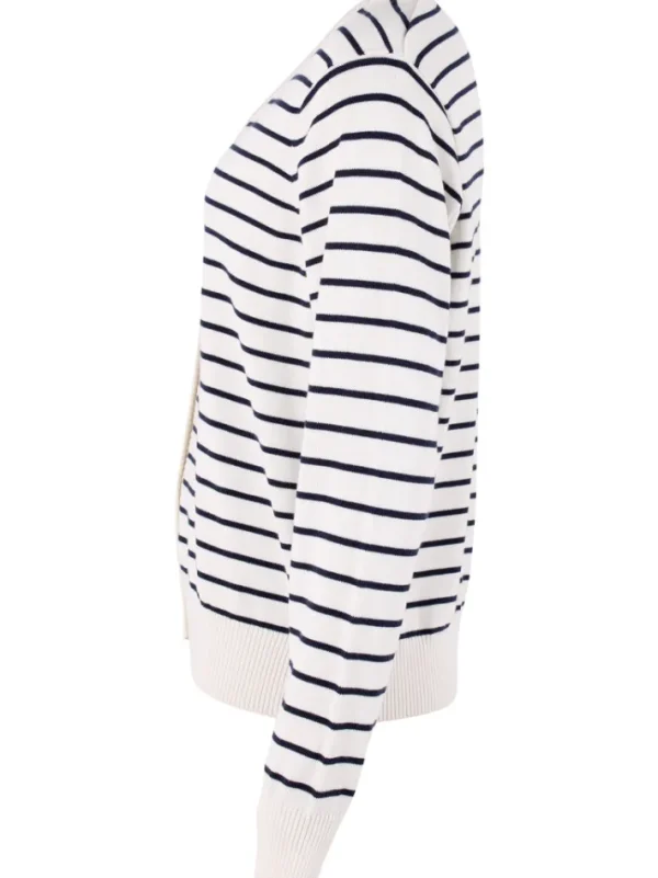 Danejolly Cotton Knit Cardigan Chalk/Dk Navy