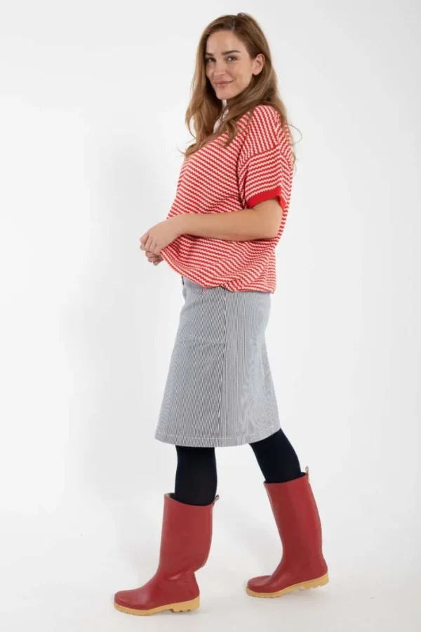 Danekage Stretch Canvas Skirt Dk Navy/Chalk