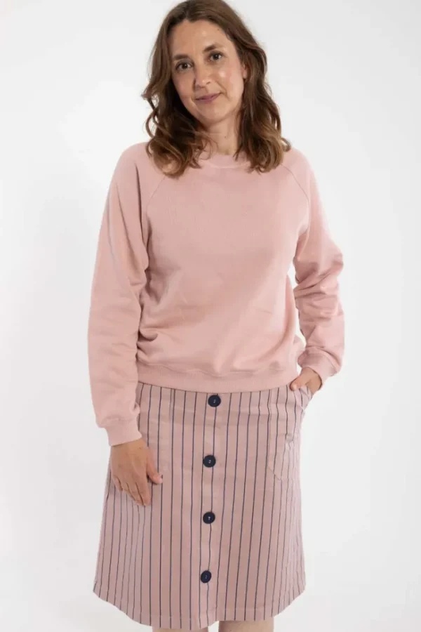 Danekage Stretch Canvas Skirt Rose Beige/Dk Navy